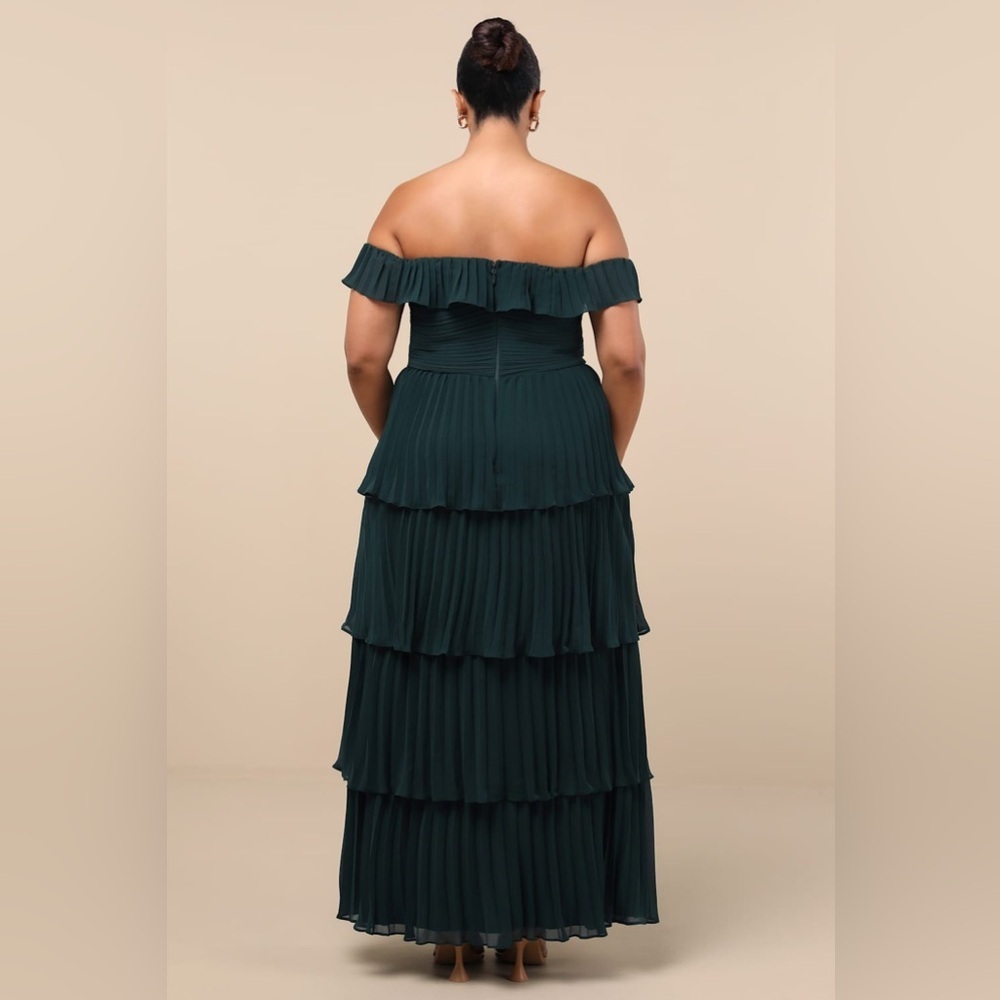 LULU'S Always Remarkable Emerald
Pleated Off The Shoulder Maxi
Dress - Picture 9 of 9